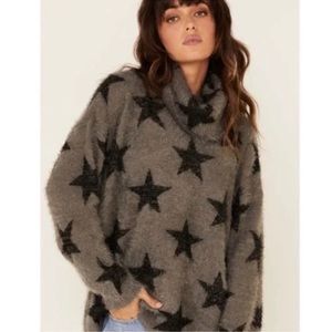 SHOW ME YOUR MUMU Fatima Turtleneck Sweater Smokey Star Knit Sz. Small